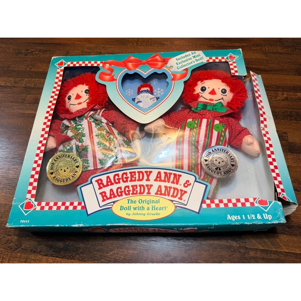 Vintage 1996 Raggedy Ann & Andy dolls new in box.  80th Anniversary collection